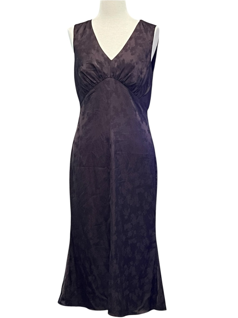 BCBG New York chocolate brown sleeveless slip dress,  floral pattern 6